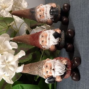 Gnome Garden Small Figures Statues Set Indoor Outdoor Resin Fun Cute Gnomes